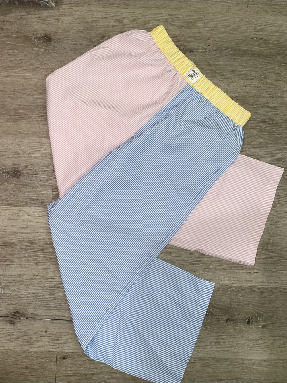 Colorblock Wide-Leg Lounge Pants in Blue, Pink & Yellow
